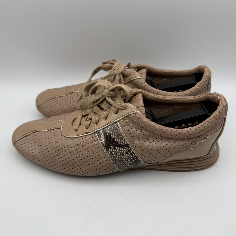 Cole Haan Grand.OS‎ Sneakers Womens 9B Tan Perforated Leather Snakeskin D44040
